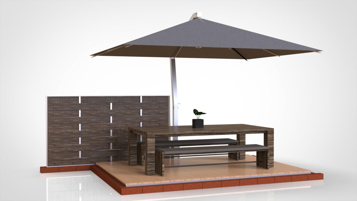 Rendering ombrellone per arredo esterni