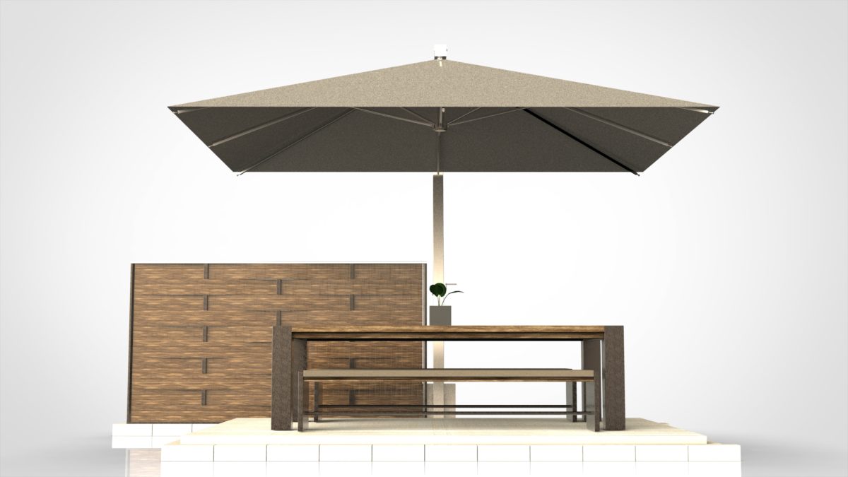 Rendering ombrellone per arredo esterni