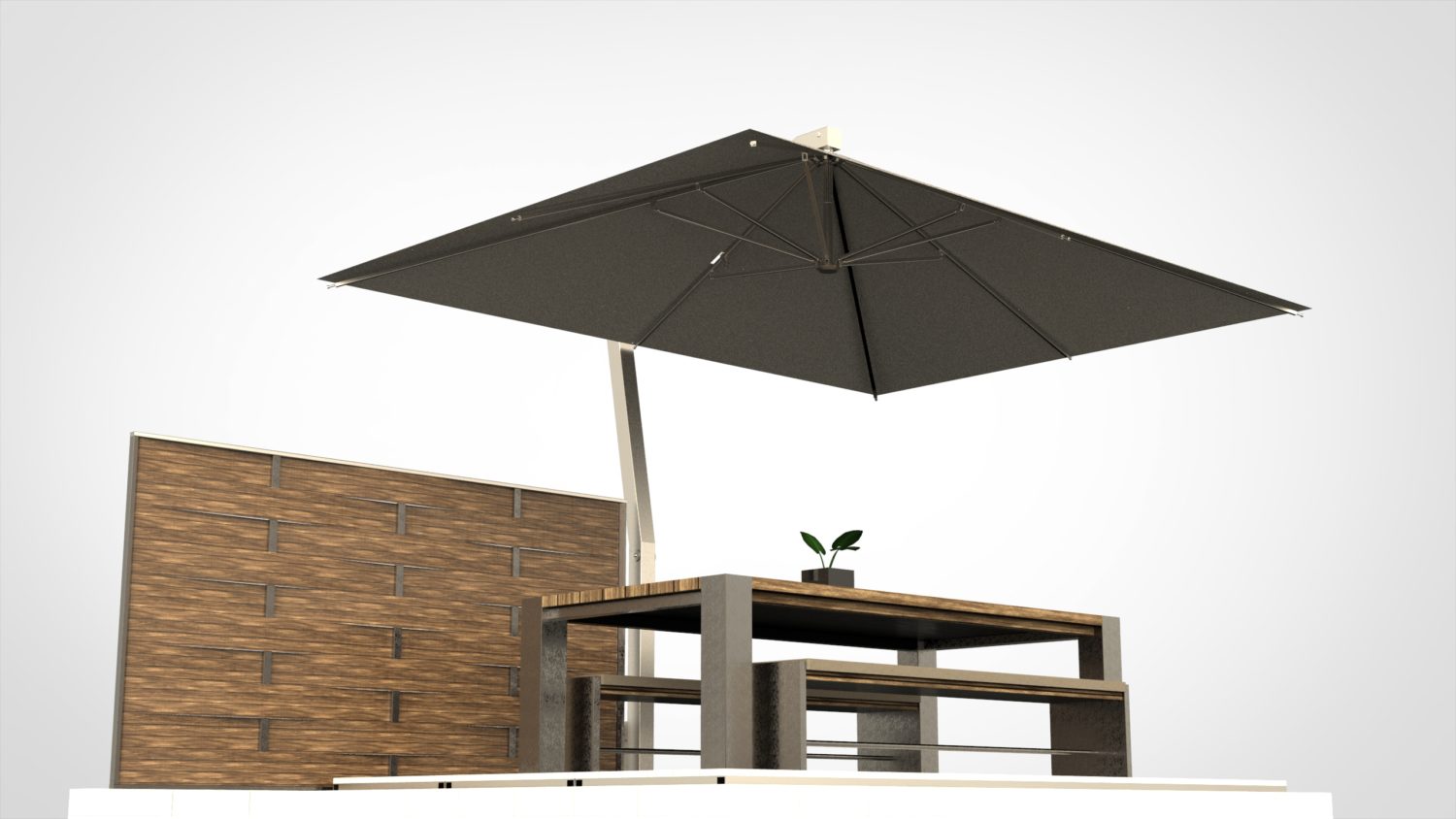 Rendering ombrellone per arredo esterni